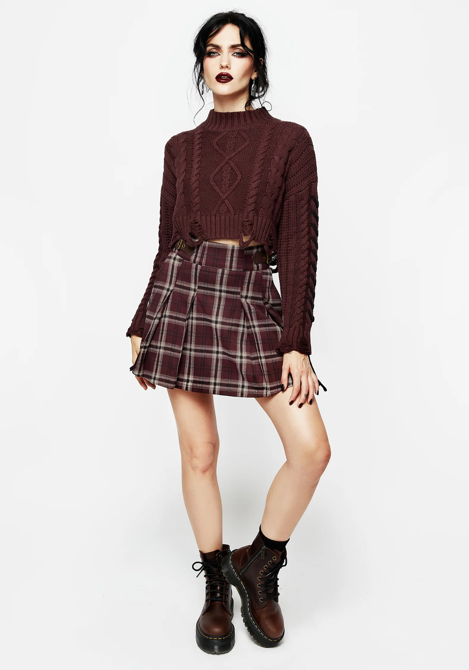 Skulk Distressed Cable Knit Crop Sweater - Image 5