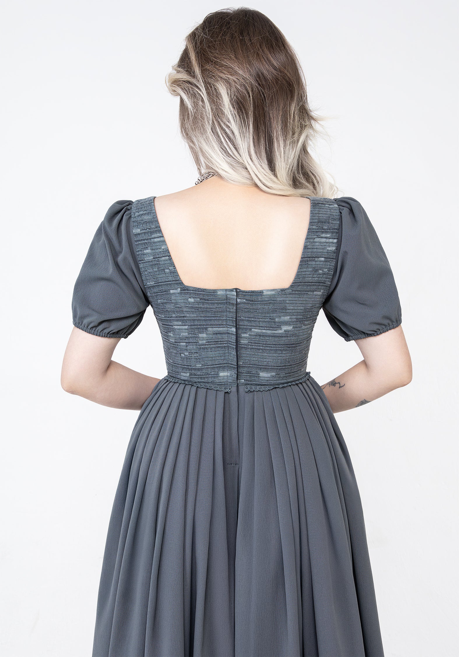 Slain Puff Sleeve Corset Midi Dress - Image 7