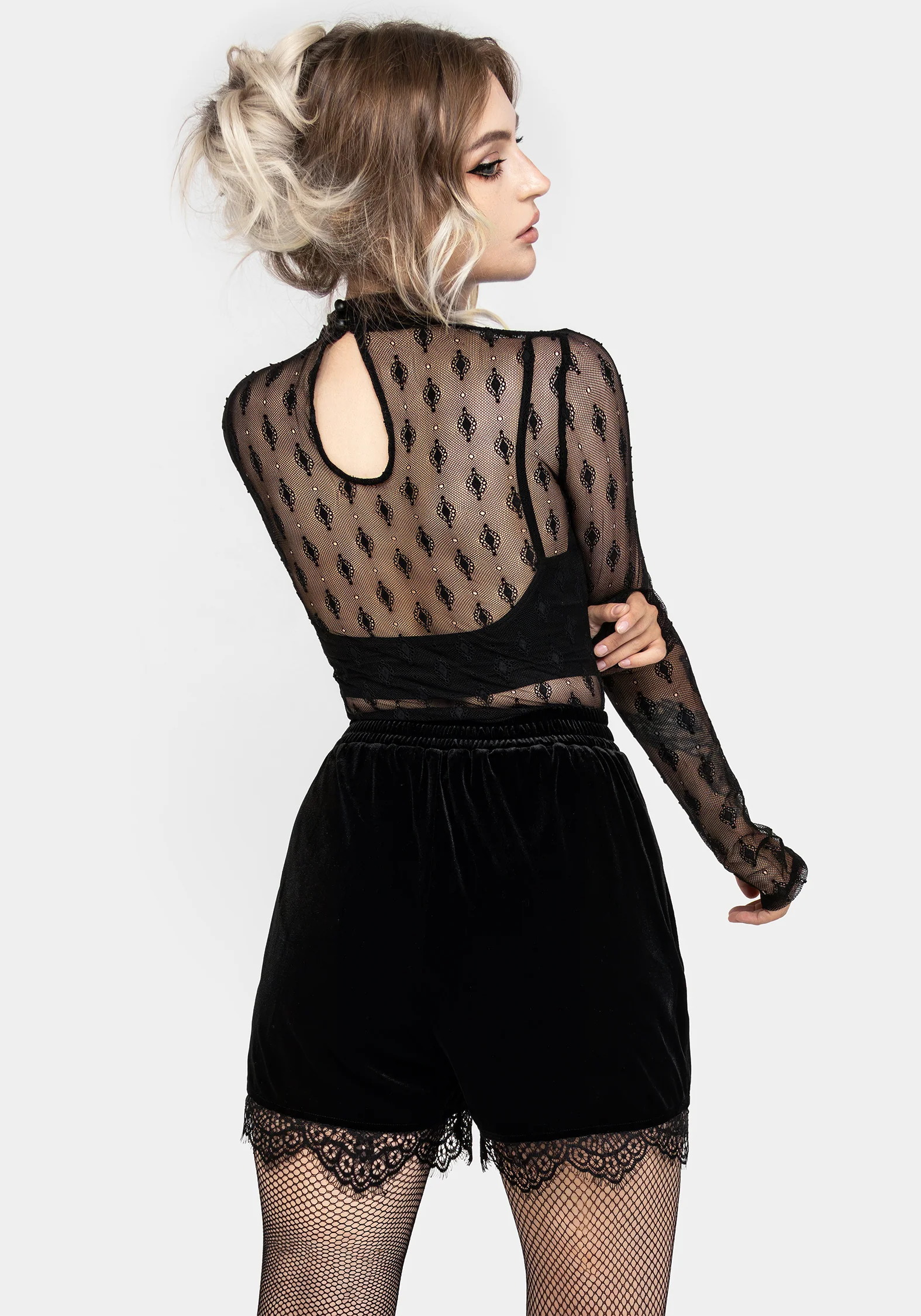 Spydre Lace Hem Velour Shorts - Image 3