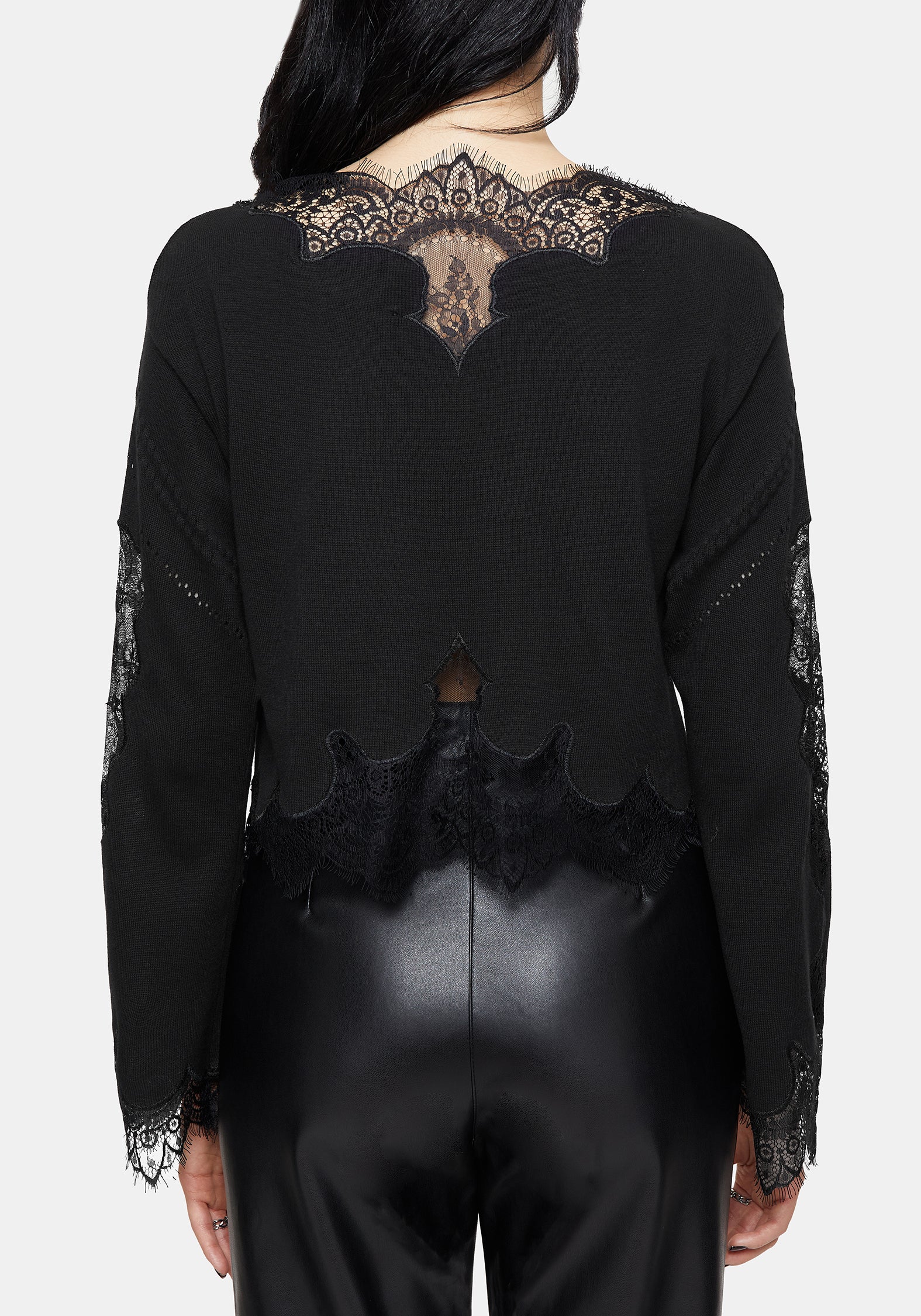 Stormwoken Pointelle Lace Detail Knit Sweater - Image 3