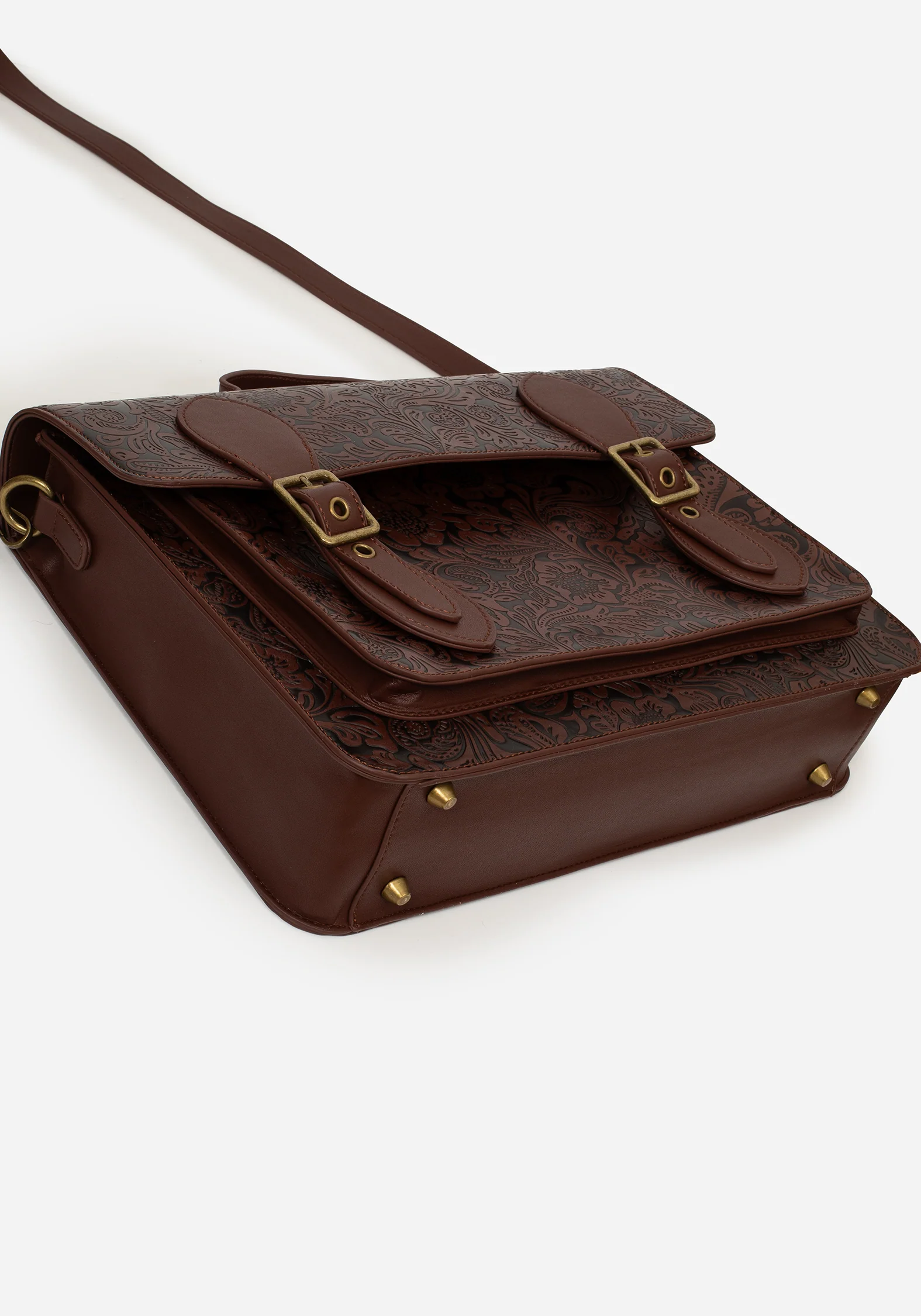 Sunder Floral Debossed Mini Crossbody Satchel Bag - Image 6