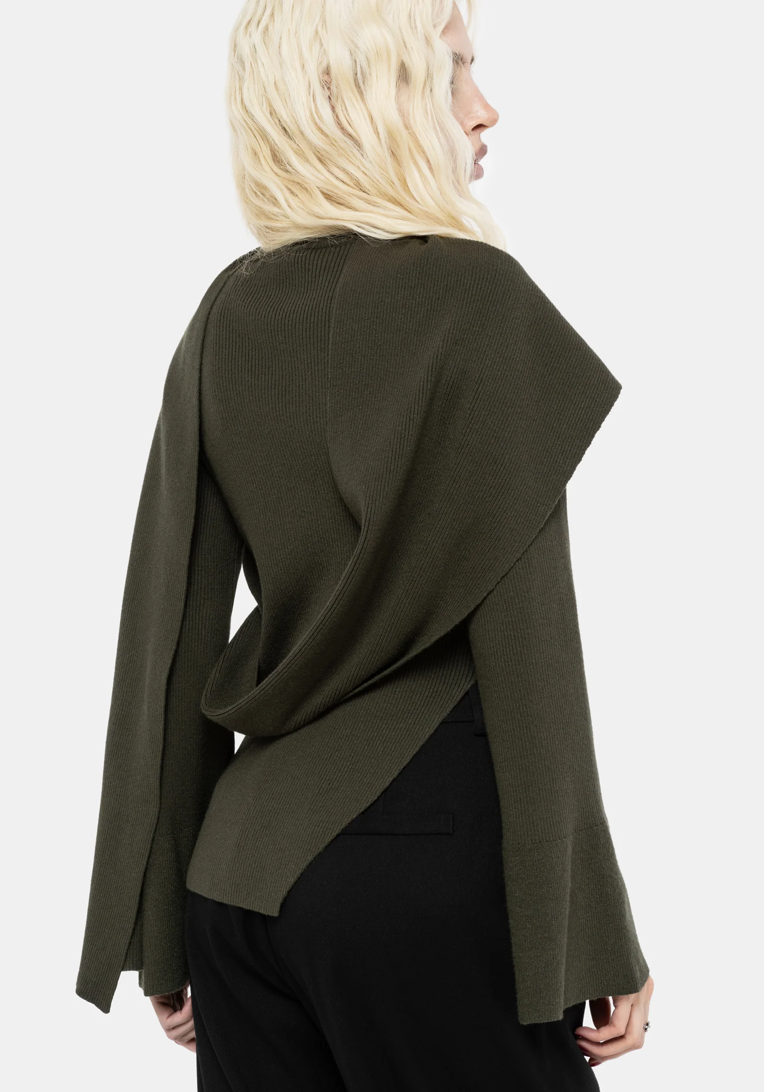 Symphony Scarf Cape Flare Knit Top - Image 3