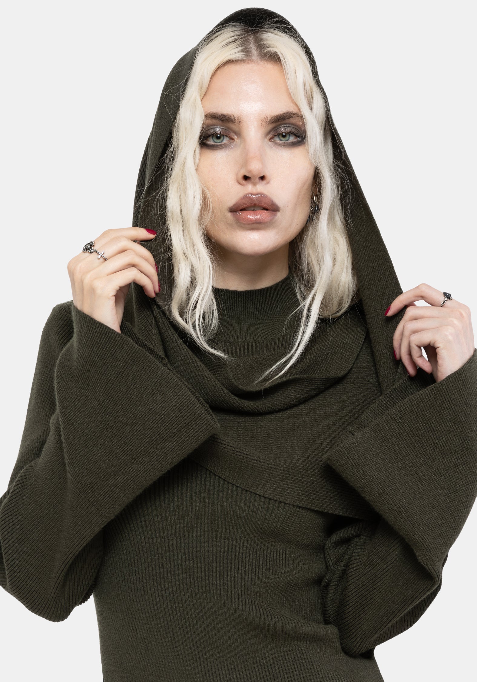 Symphony Scarf Cape Flare Knit Top - Image 7