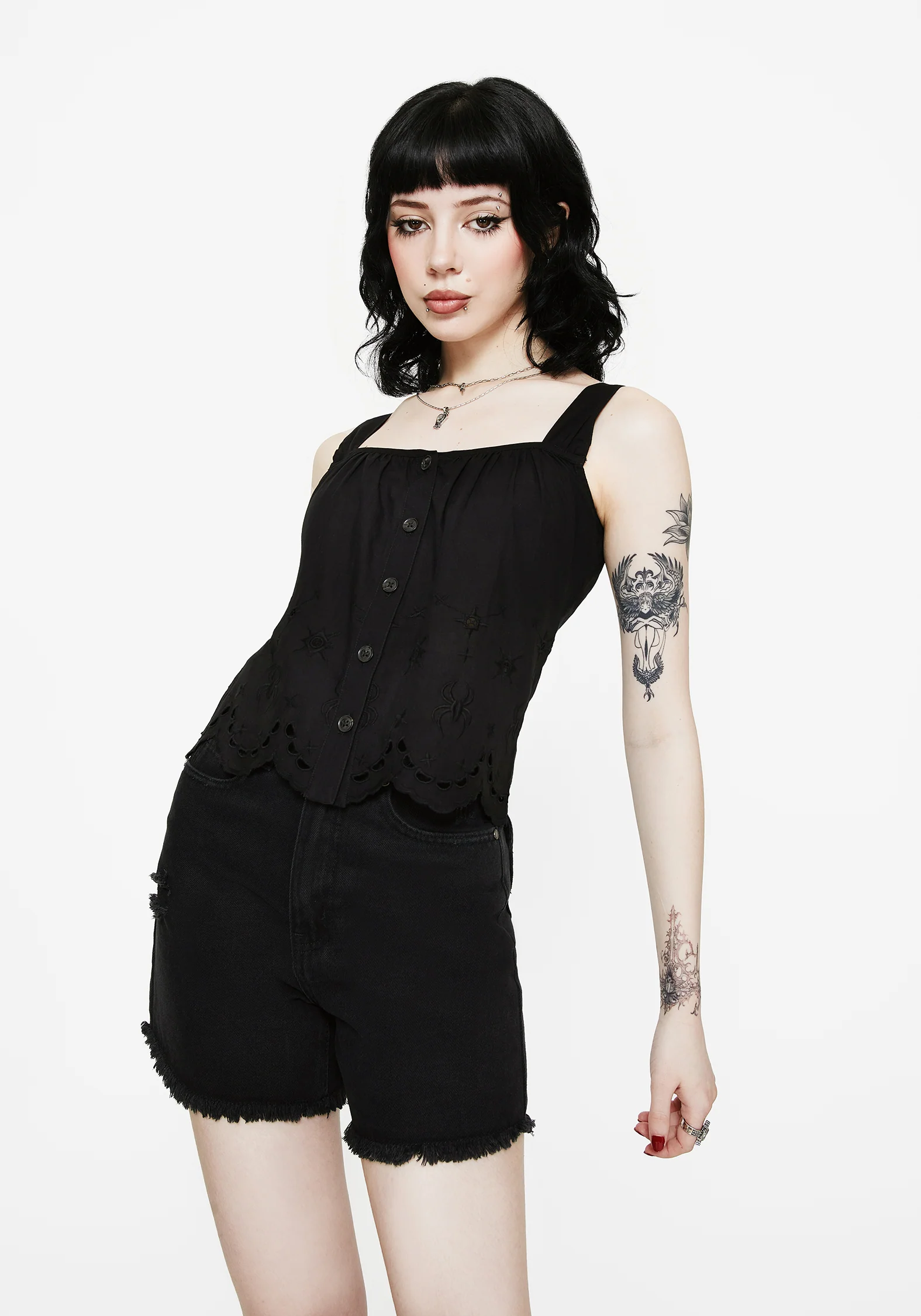 Synthweb Cotton Broderie Hem Cami Top - Image 7