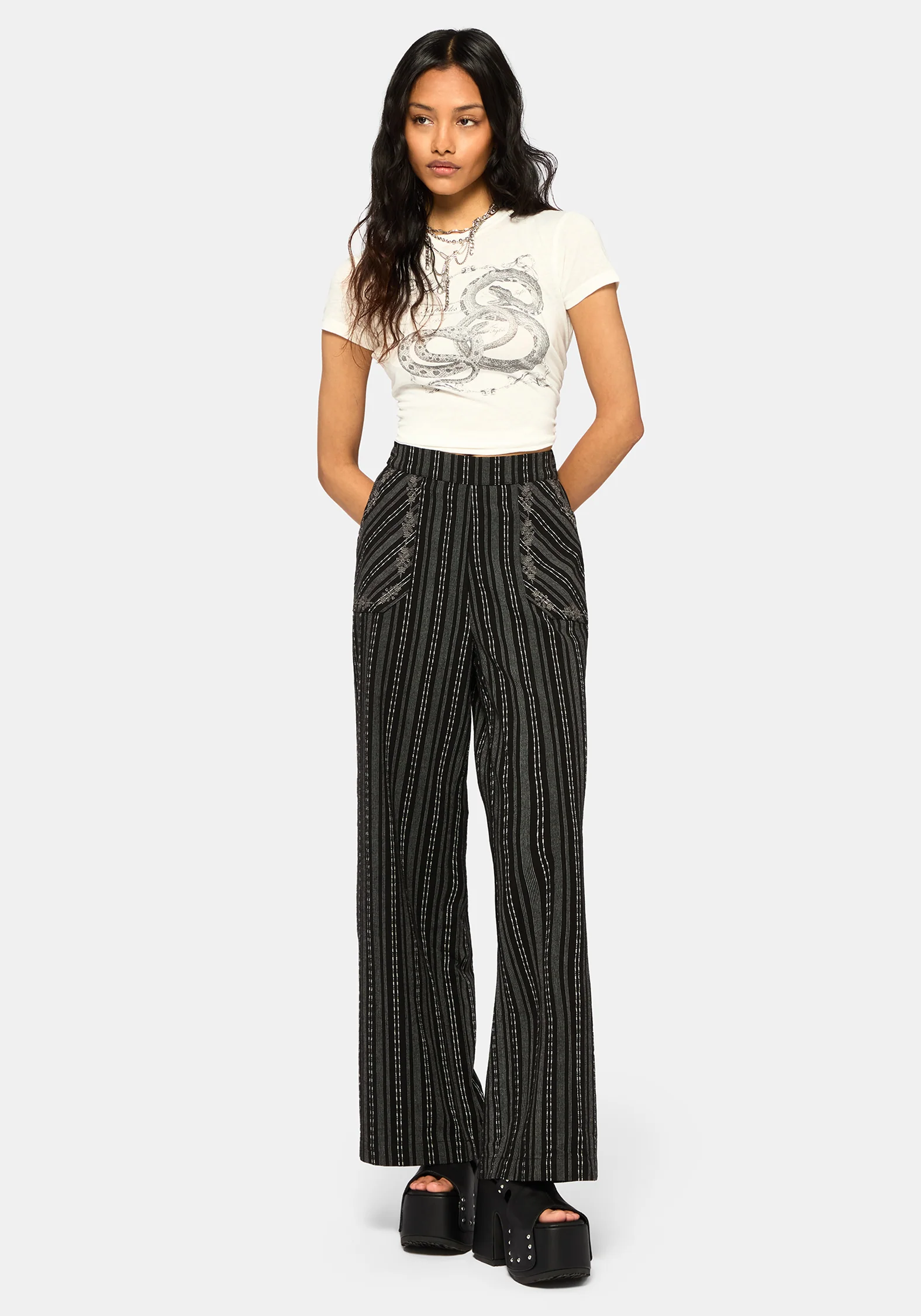 Tate Stripe Wide Leg Trousers - Image 2