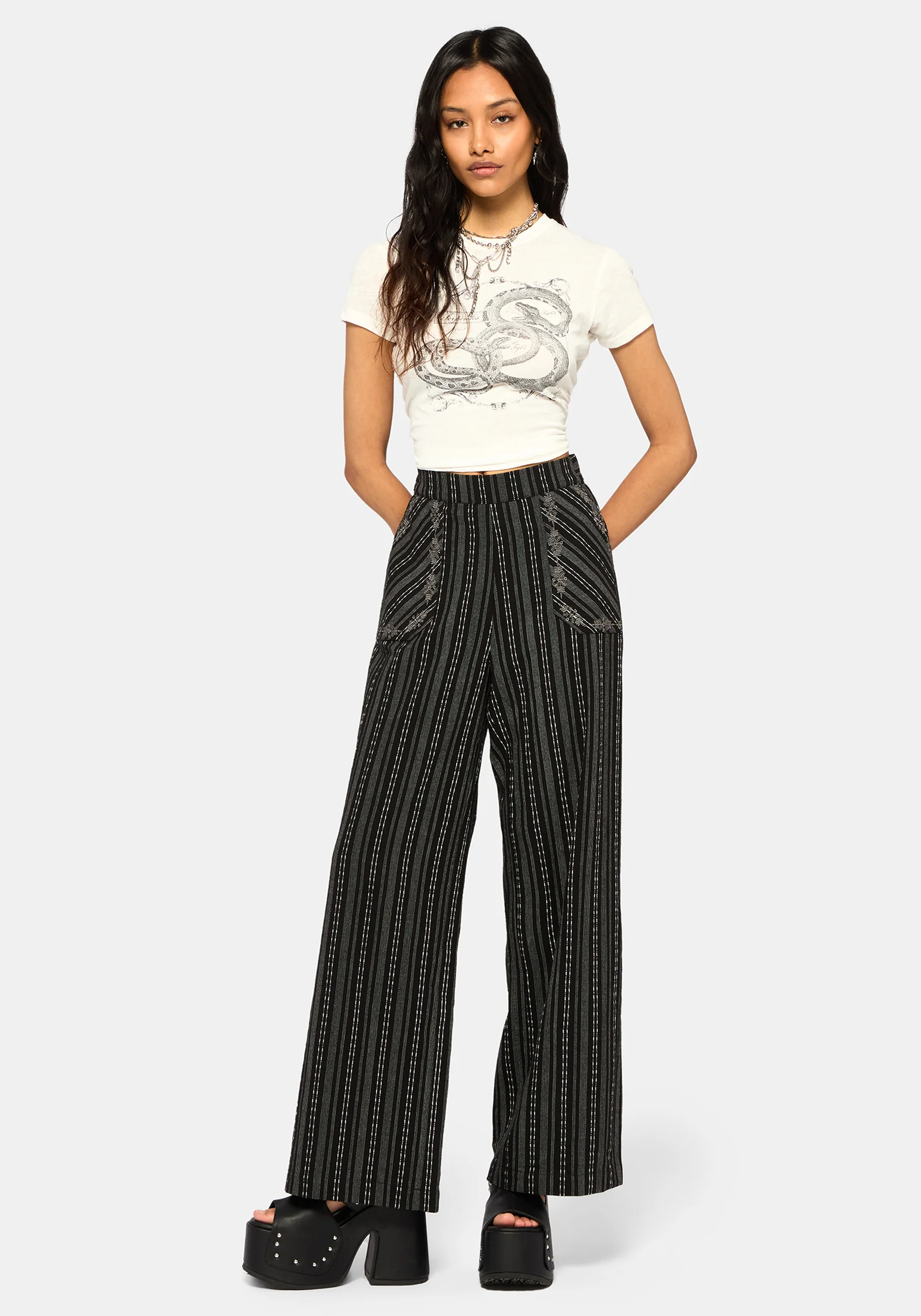 Tate Stripe Wide Leg Trousers - Image 5