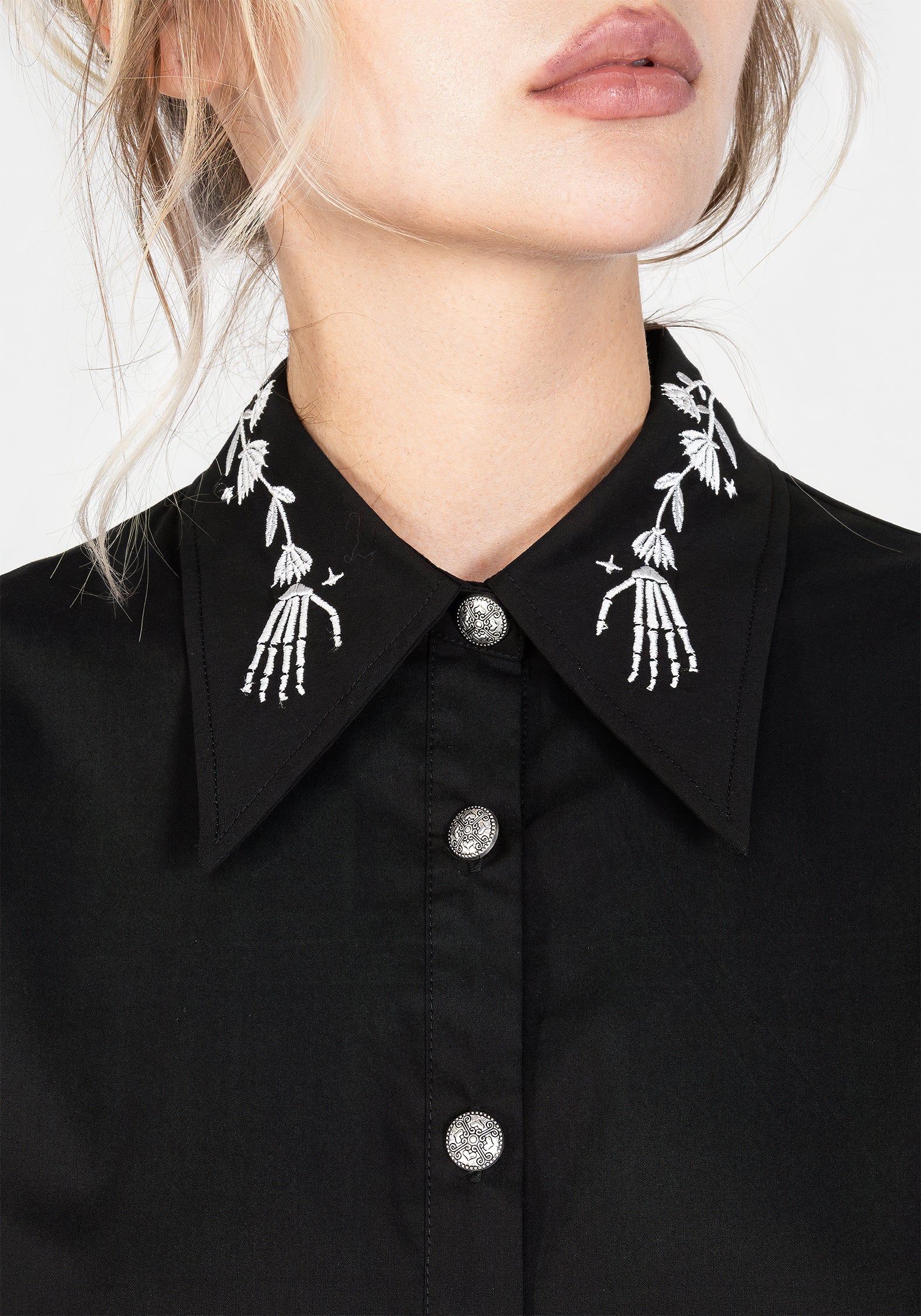 Tempora Embroidered Button Up Shirt - Black - Image 2