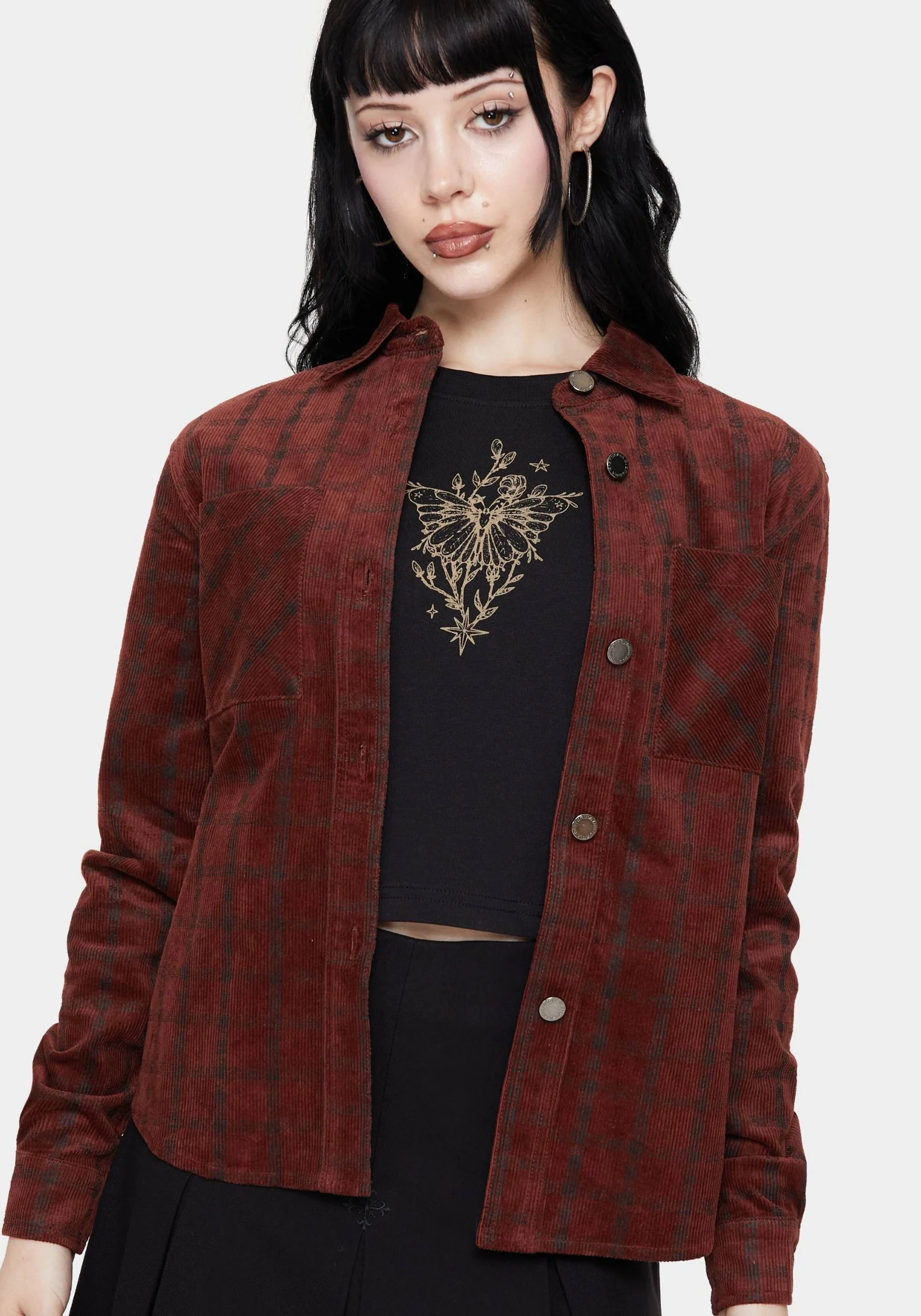 Terracotta Check Cord Shirt