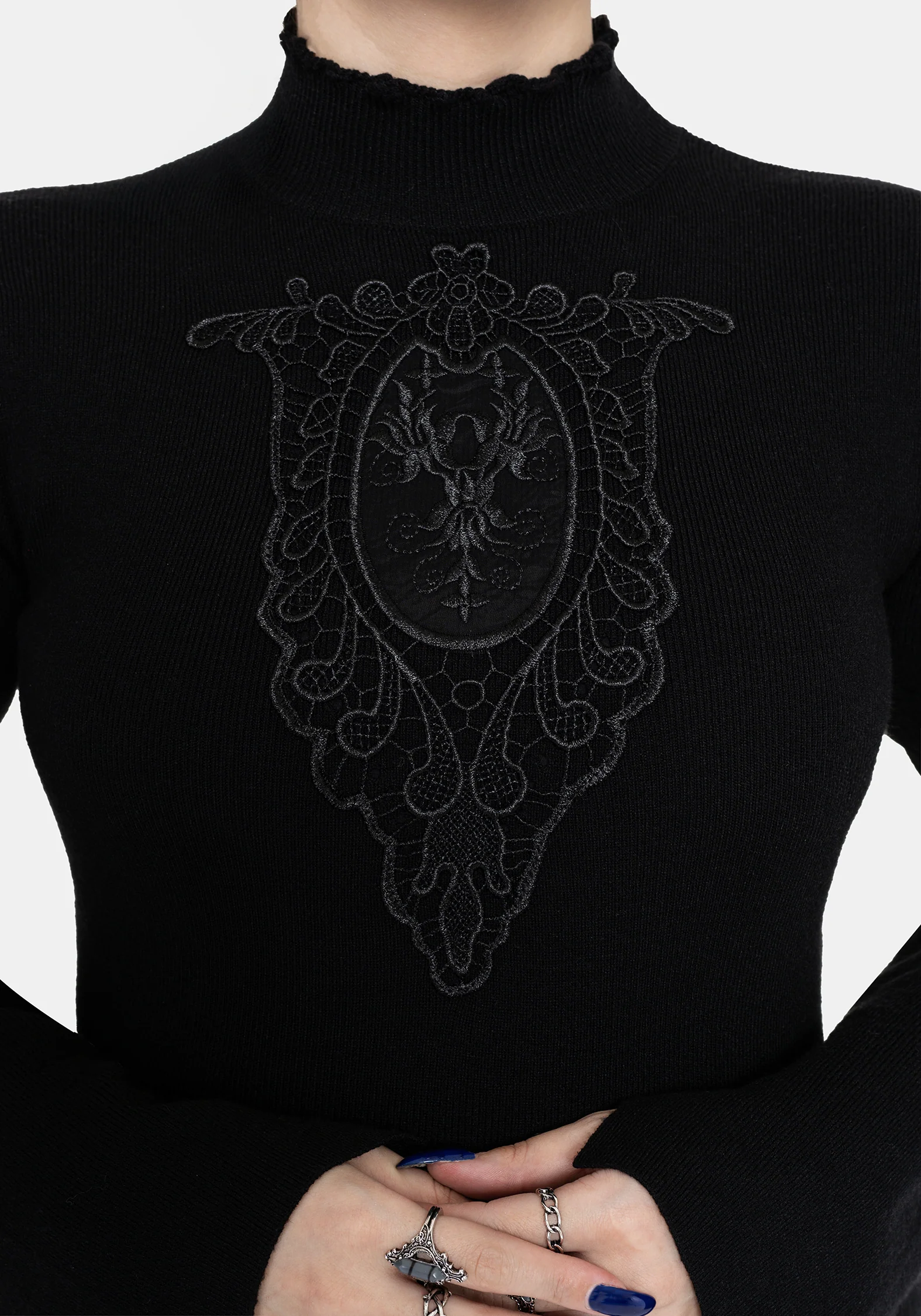 Torquil Bodice Lace Ribbed Knit Sweater - Image 2