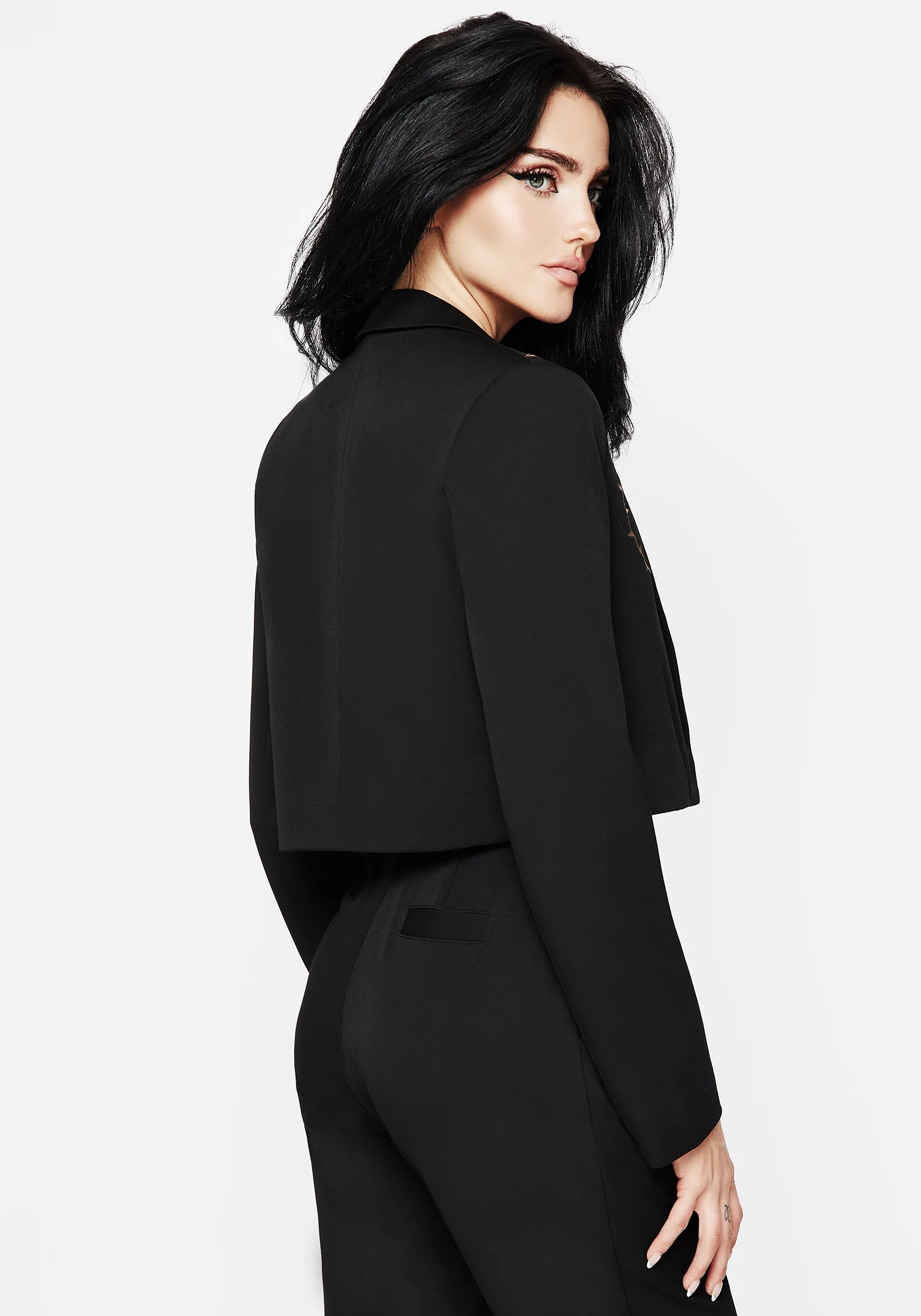 Vanitas Thorn Embroidered Crop Blazer - Image 3