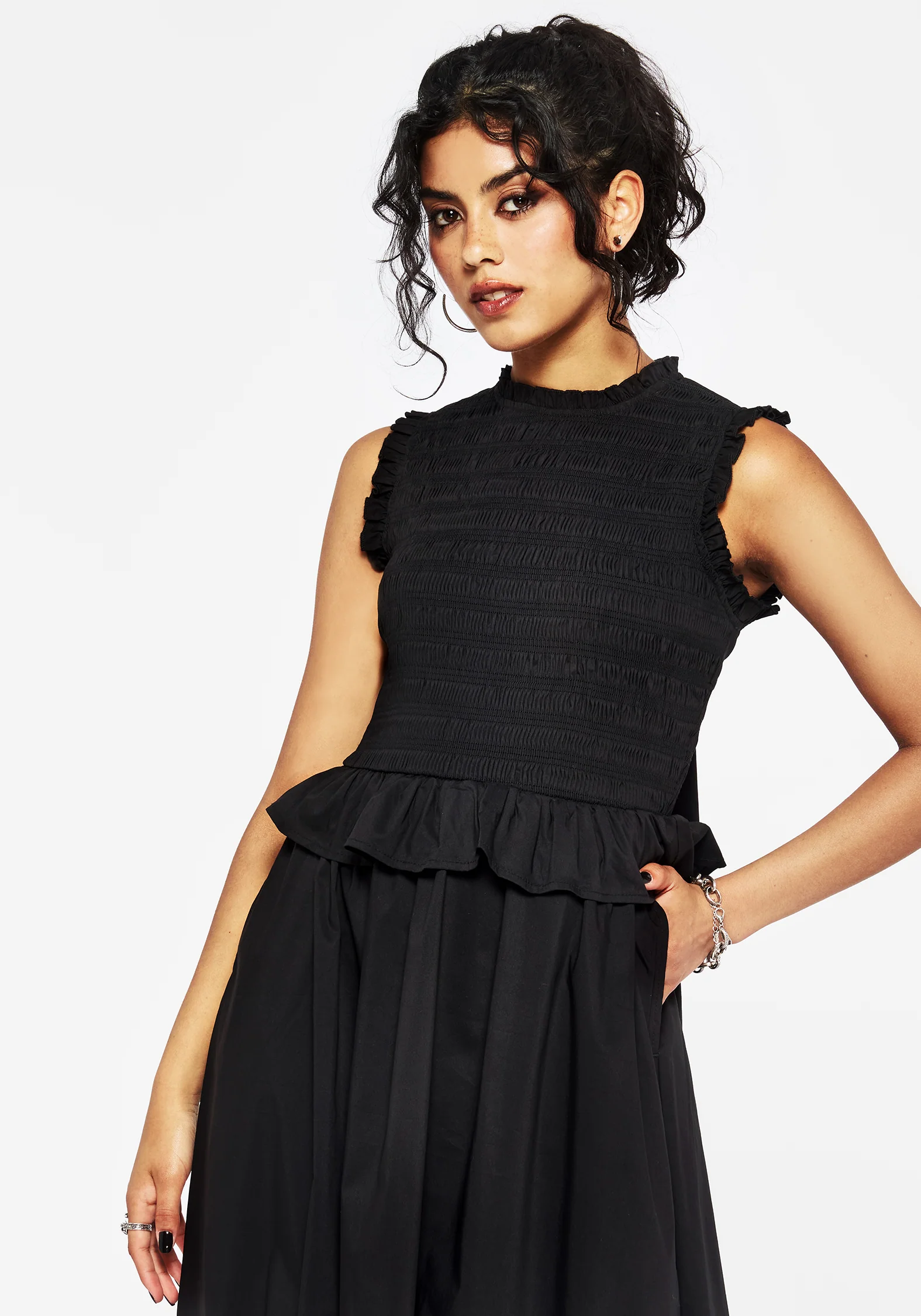 Veronica Cotton Smocked Bodice Bow Detail Midi Dress - Image 4