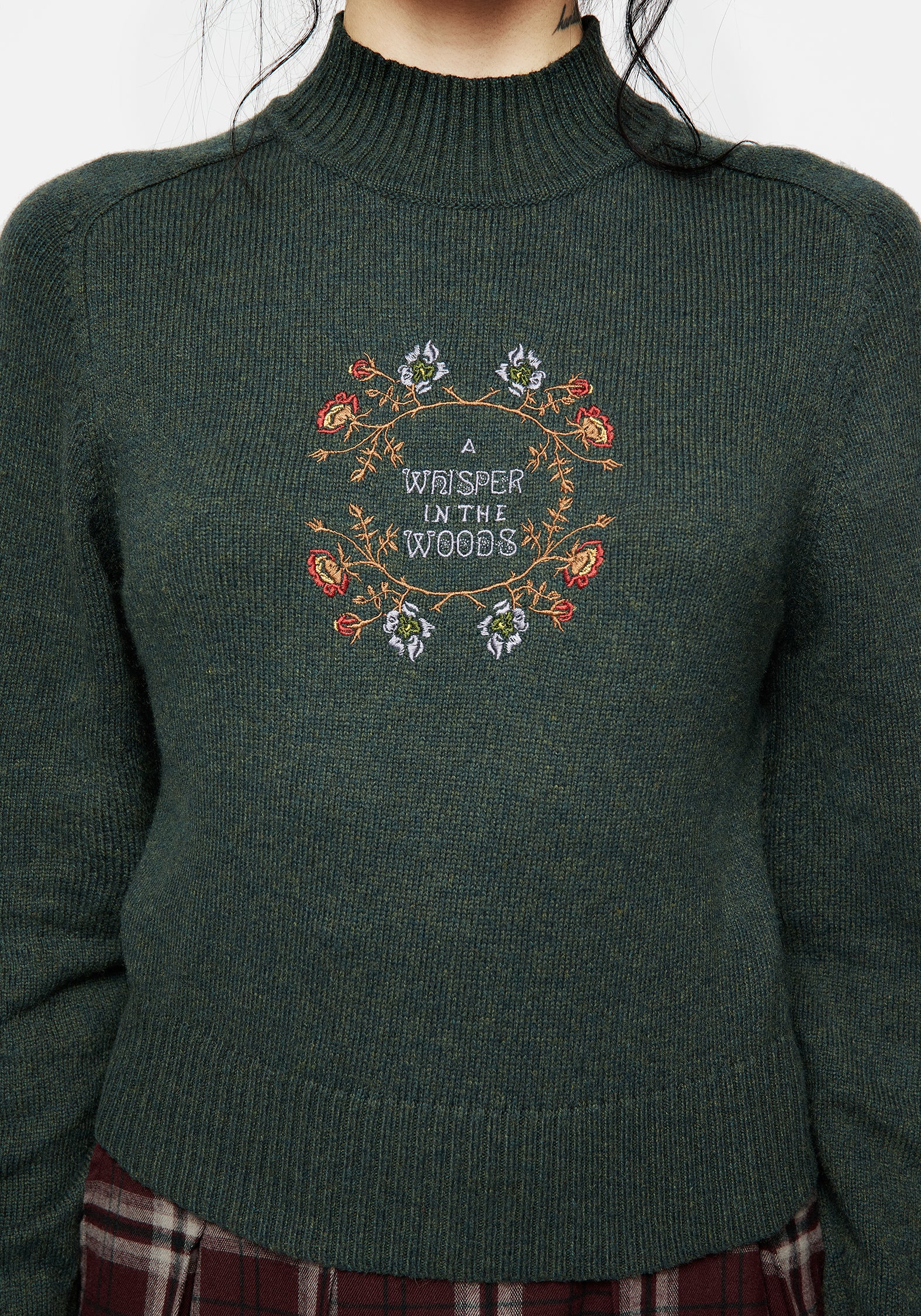 Whisper Mock Neck Embroidered Knit Sweater - Image 2
