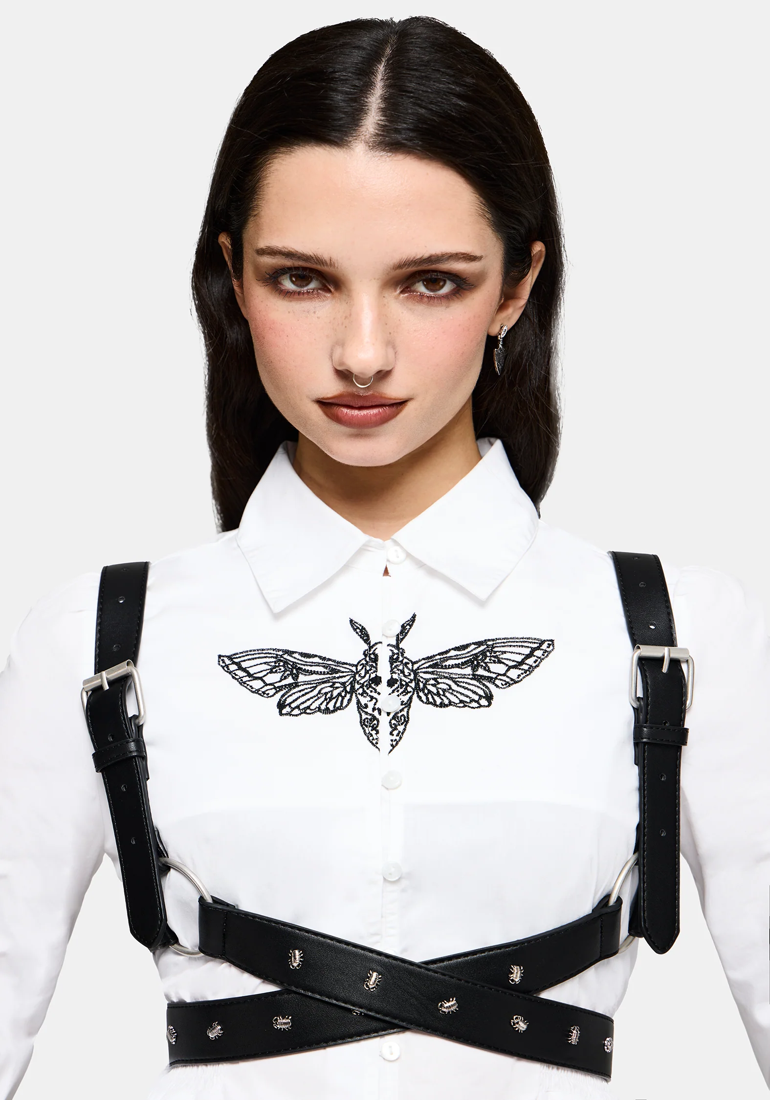 Wispette Moth Embroidered Poplin Fitted Shirt - Image 5