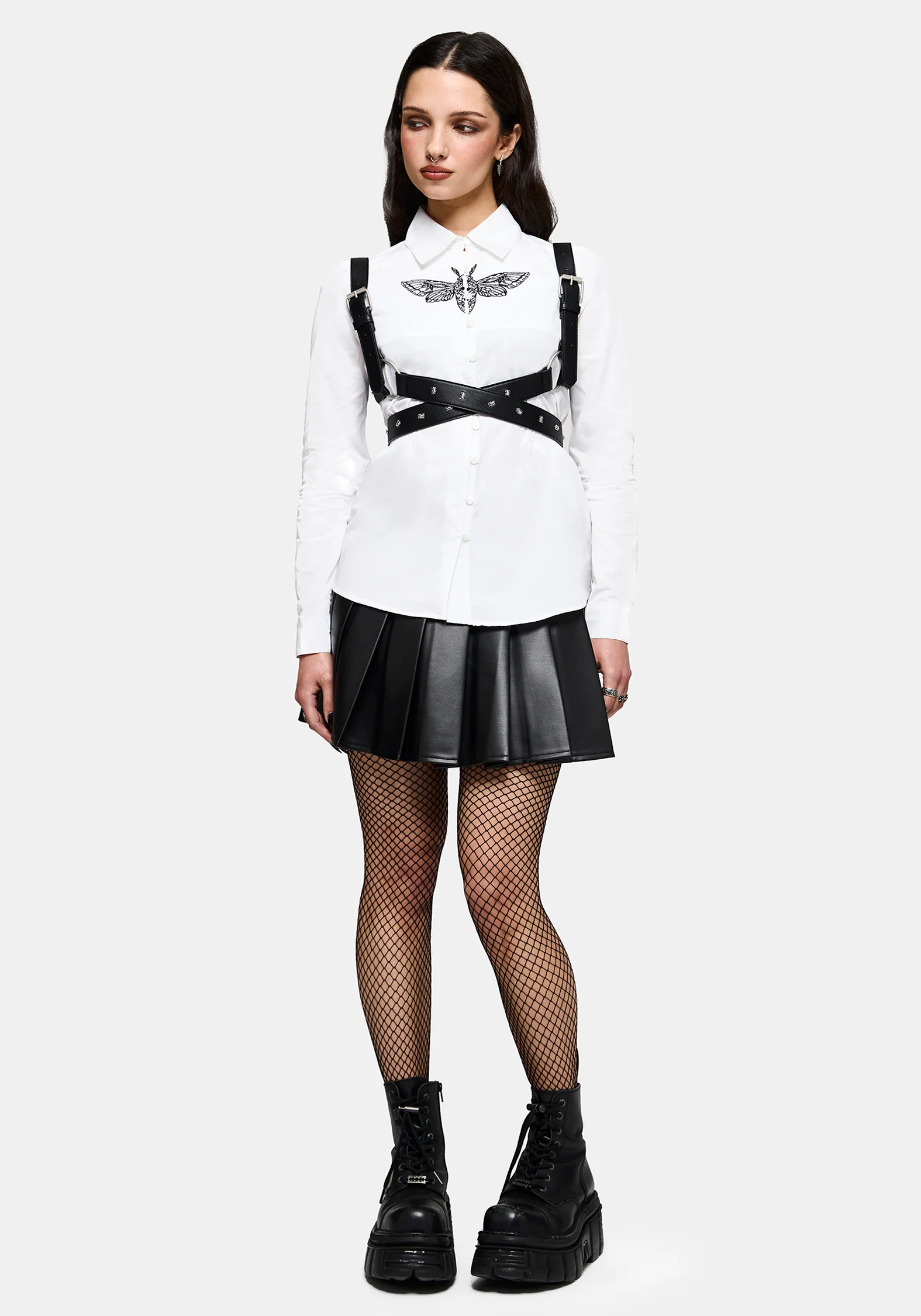 Wispette Moth Embroidered Poplin Fitted Shirt - Image 7