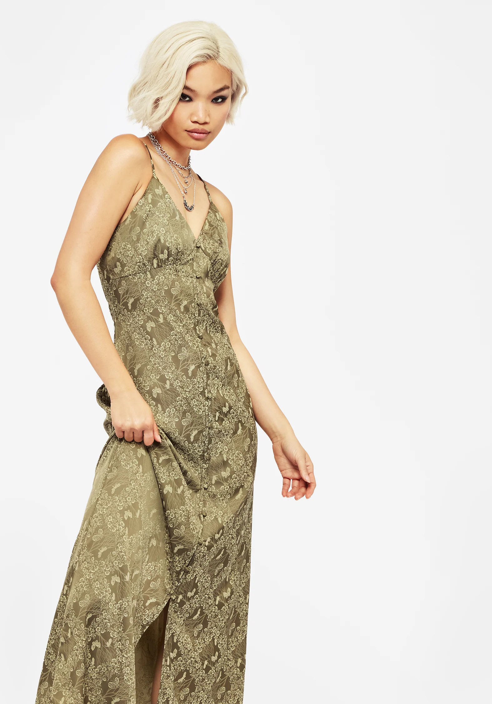 Yara Floral Print Button Up Maxi Slip Dress - Image 6