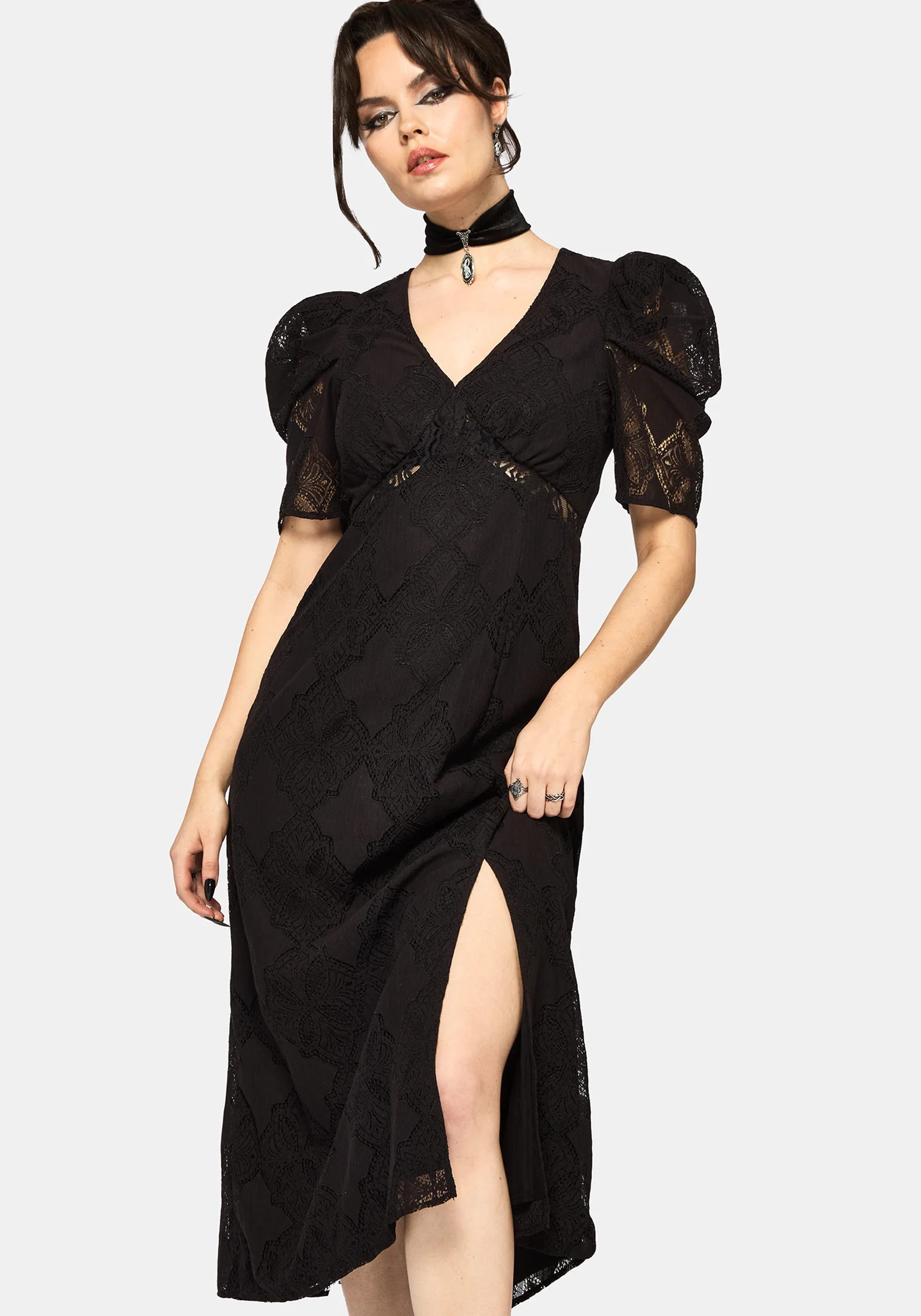Zephyr Crossed Lace Midaxi Dress - Image 4