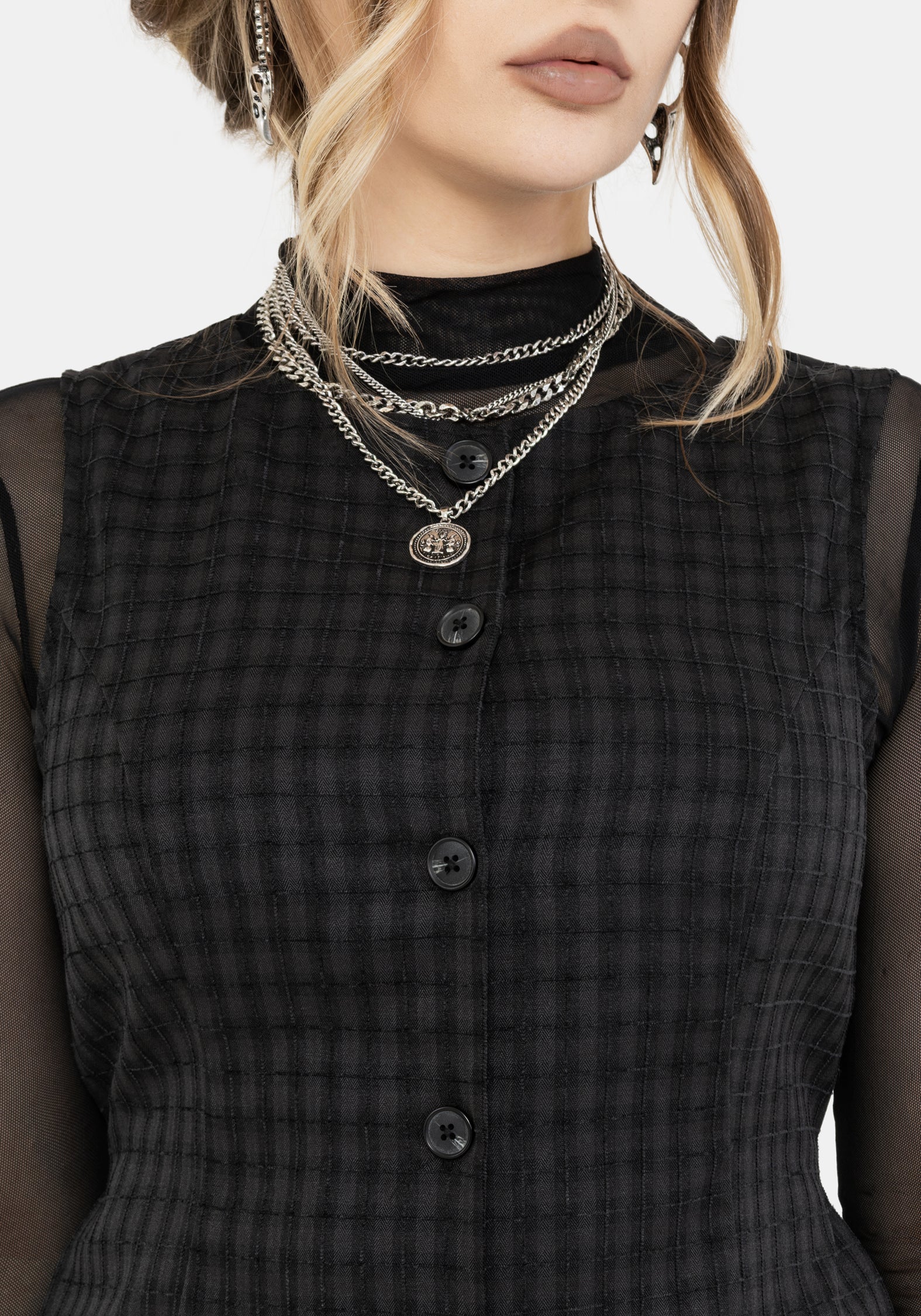 Ziggy Check Button Up Mini Dress - Image 2